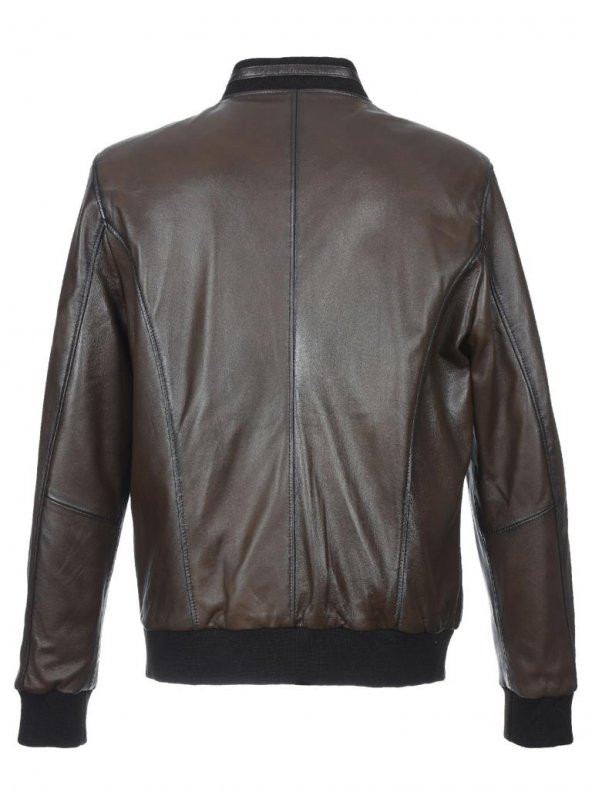 Klasik ve Spor Kolej Model Deri Mont Fındık Renk - 4