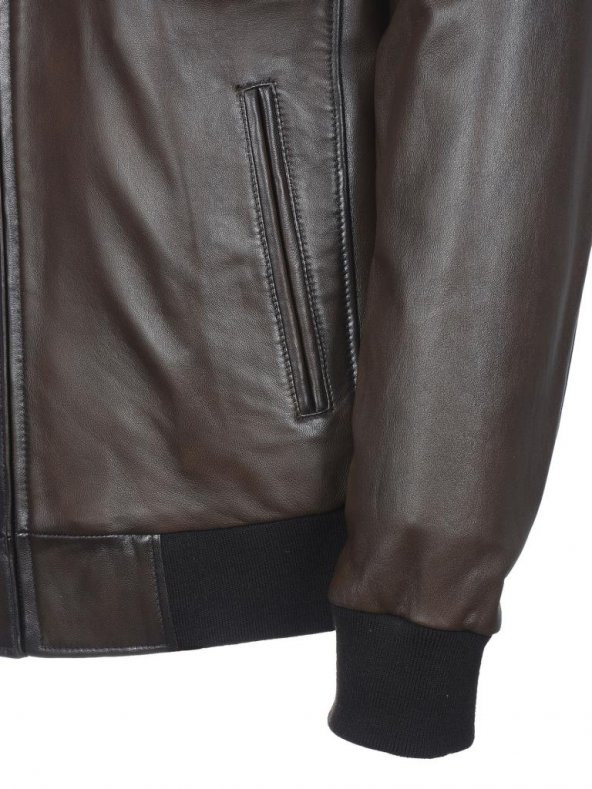 Klasik ve Spor Kolej Model Deri Mont Fındık Renk - 6