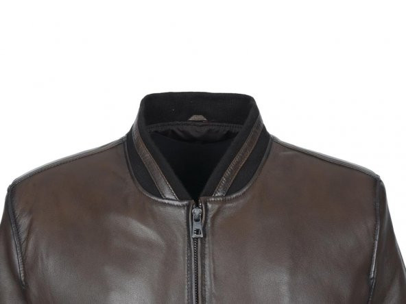 Klasik ve Spor Kolej Model Deri Mont Fındık Renk - 9