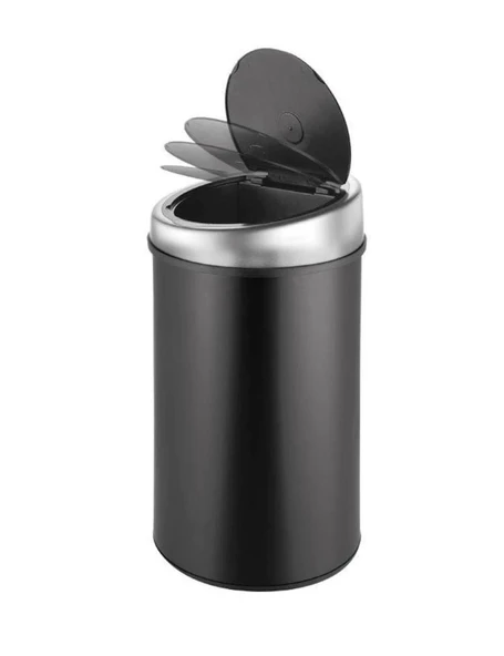 Omnipazar PLX SP-13 Sensörlü Şarjlı Çöp Kovası 13 Lt Paslanmaz Siyah