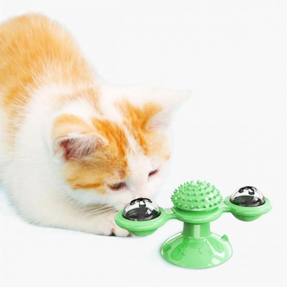 Pet Malzemeleri Vantuzlu Fırıldak Toplu Dönen Şeffaf Depo Tasarım İnteraktif Kedi Oyuncağı - 1