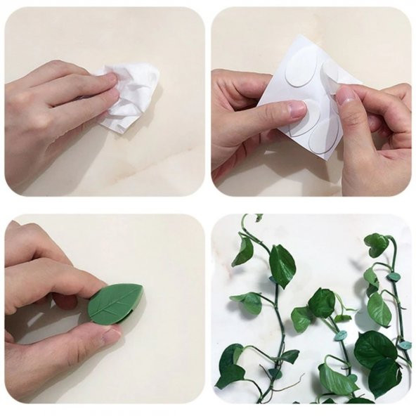 10 lu Yaprak Tasarımlı  Kablo Bitki Sarmaşık Düzenleyici Yapışkanlı Klipsler - Resim 7