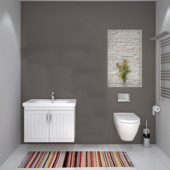 Turkuaz Frame Etajerli Lavabo 80x45 cm ve Lotus 80 Alt Modülü - 2