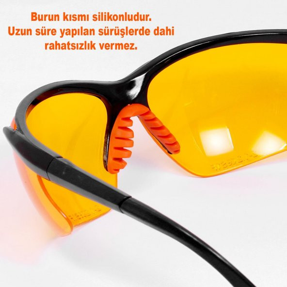 Bisiklet Güneş Gözlüğü Silikon Burunlu Bisikletçi Gözlük Sarı - 3