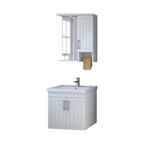 Denko Lotus 60 cm MDF Lake Banyo Dolabı Takımı ve Boy Dolabı - 4