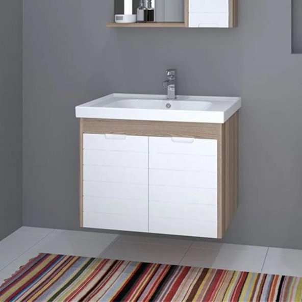 Denko Mostar 70 cm MDF Beyaz Banyo Dolabı Takımı ve Boy Dolabı - 2
