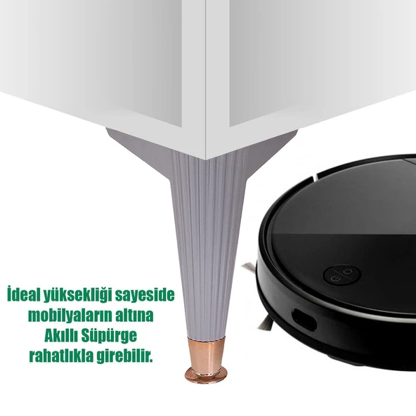 Mobilya Kanepe Koltuk Ünite Ayağı 22 Cm Konsol Tv Ünitesi Ayakları Antrasit Roz - 4