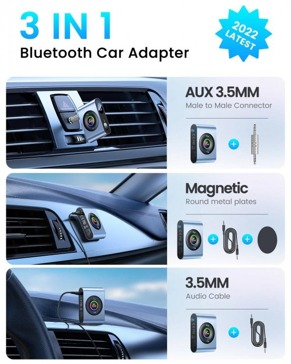 Joyroom JR-CB1 Bluetooth 5.3 3IN1 Bluetooth Araç Adaptörü - 6