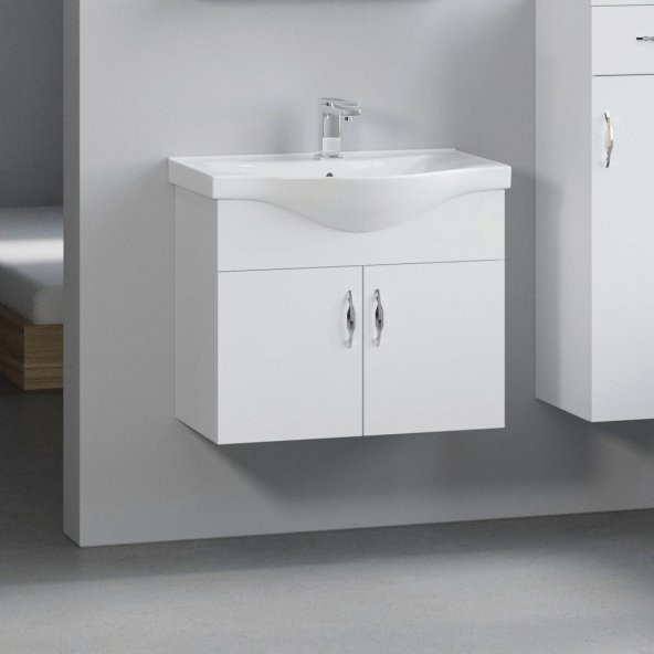Denko Akyazı 55 cm MDF Beyaz Banyo Dolabı Takımı ve Boy Dolabı - 2