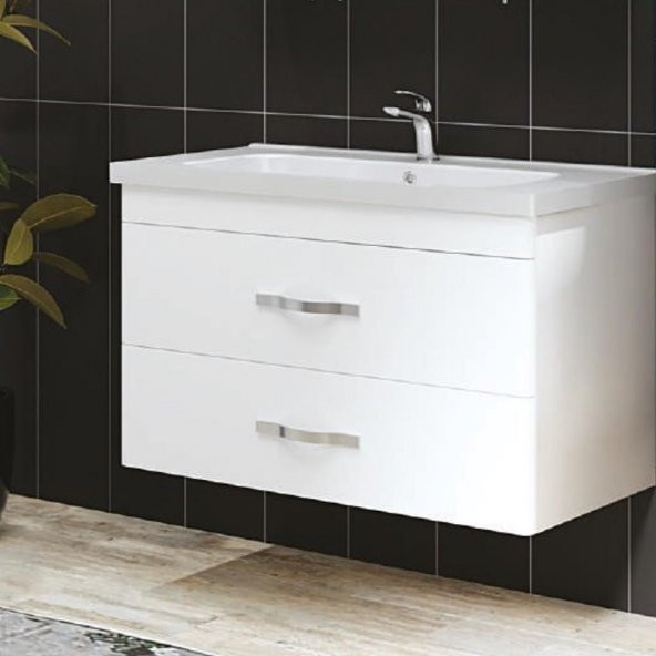 Denko Girne 90 cm MDF Beyaz Banyo Dolabı Takımı - 2