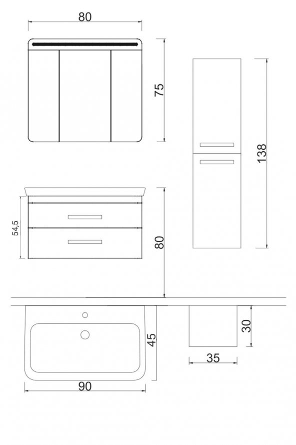 Denko Girne 90 Banyo Dolabı Takımı - 3