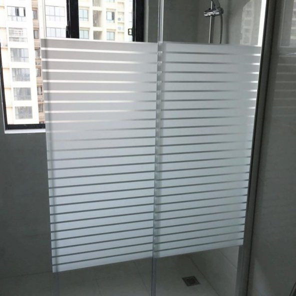 Dekoratif Gri Çizgili kendinden yapışkanlı cam filmi 100 cm x 100 cm - 2