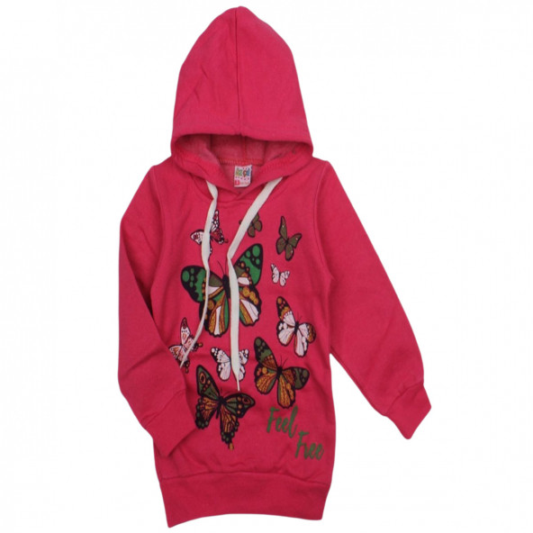 Özçe Kelebekli Kapüşonlu 2 İplik Şardonlu Sweatshirt - 2