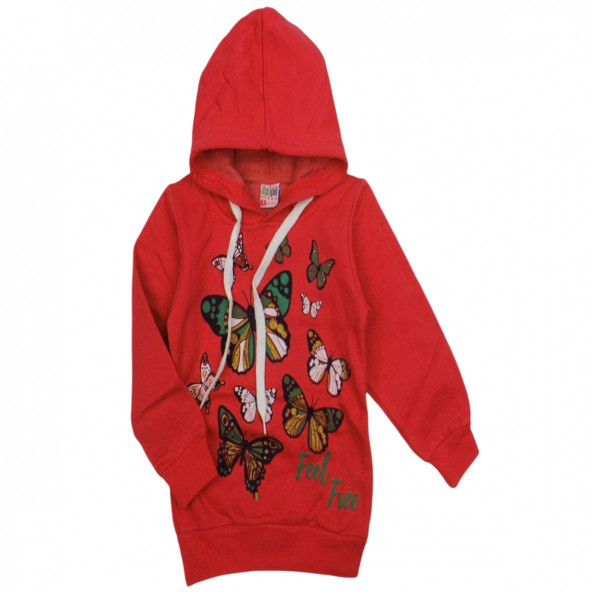 Özçe Kelebekli Kapüşonlu 2 İplik Şardonlu Sweatshirt - 3