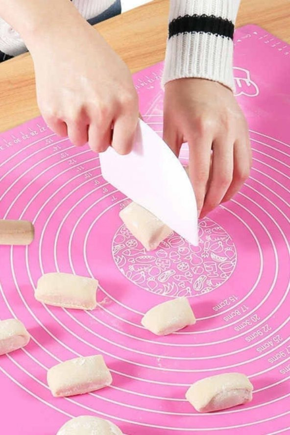 Büyük Boy Silikon Hamur Açma Matı 50x40 Cm Hamur Açma Matı Ölçekli - 3