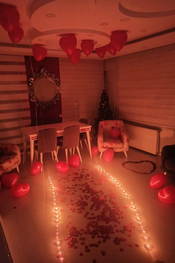 Romantik Süsleme Ev Oda Dekorasyon Paketi Sürpriz 14 Şubat Sevgililer Günü Evlilik Teklifi Yıldönümü