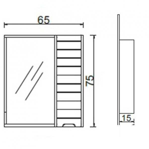 Denko Mostar 70 cm MDF Beyaz Banyo Dolabı Takımı Aynalı Üst Modülü - 3