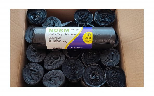 Norm Endüstriyel Jumbo Çöp Torbası Poşeti - 2 Kat - Siyah - 400 Gr. - 80 x 110 Cm. / Koli - 2