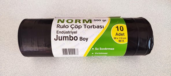 Norm Endüstriyel Jumbo Çöp Torbası Poşeti - 2 Kat - Siyah - 500 Gr. - 80 x 110 Cm. / Koli - 3
