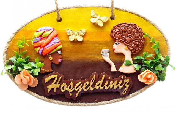 Keyifli Kadınlar El Yapımı Hoşgeldiniz Yazılı Kapı Süsü - Resim 2