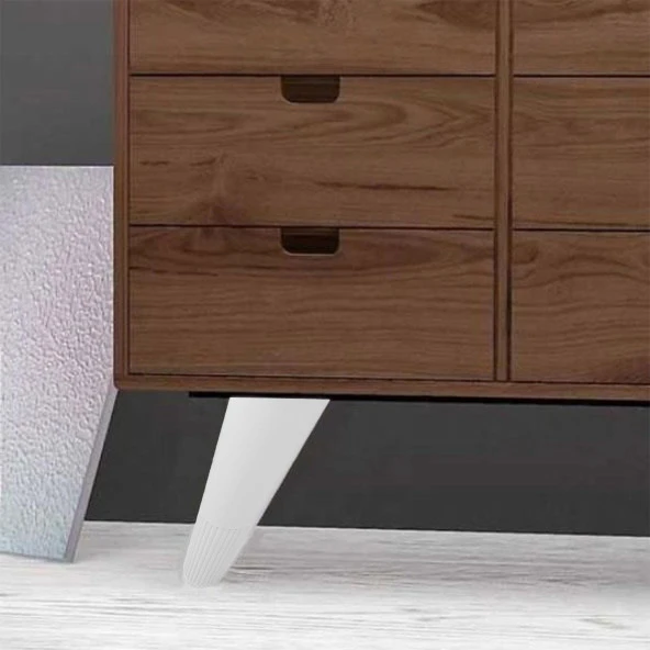 Açılı Konik Ayak Mobilya Baza Koltuk Puf Ayağı Beyaz 12 cm - Resim 5