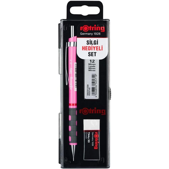 Rotring Tikky 0.7 Min Okul Seti Rotring Silgi Hediyeli Kalem Seti Rotring Sınav Seti Neon Pembe