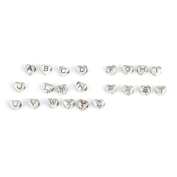 925 Ayar Gümüş Harfli Kalp Kolye - Resim 4