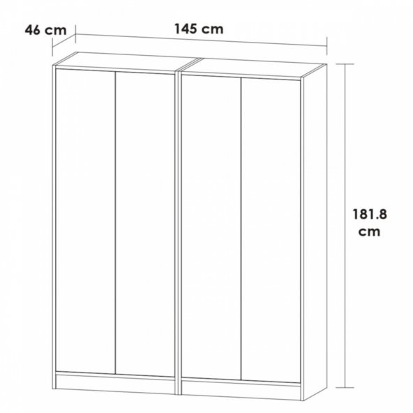 Ünüvar Konsept Vegas GarDört Kapaklı Askı Ve Raflı Gardrop - Resim 4