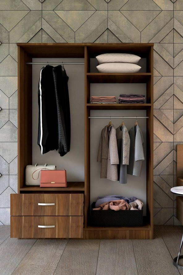 Moda  4 Kapılı 2 Çekmeceli Ceviz Gardırop Dolap - 2