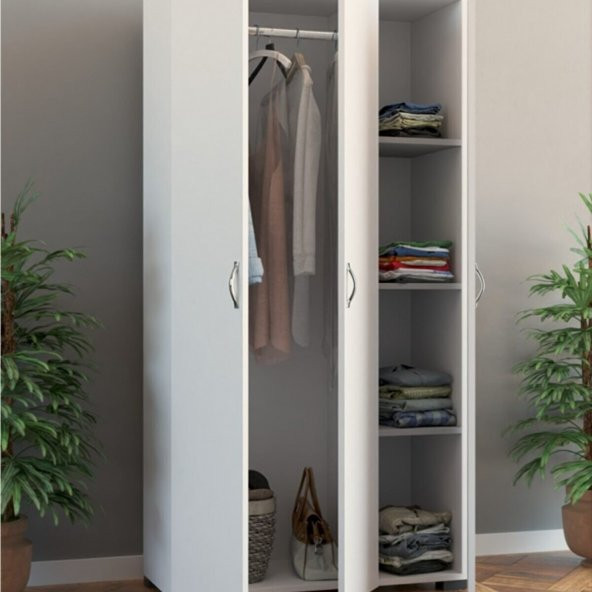 White 3 Kapılı Gardırop - Resim 3