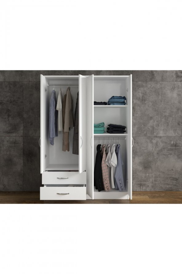 Bieno 4 Kapak 2 Çekmeceli Gardırop - Resim 3