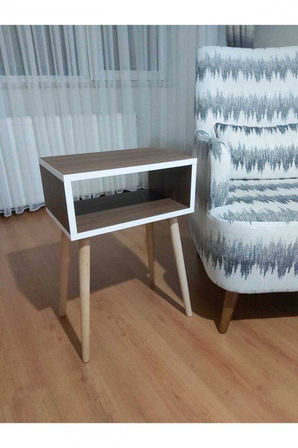 Eda Yan Sehpa Beyaz - Ceviz 42x28xh:62 - Resim 2