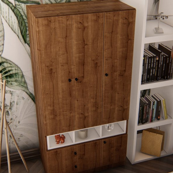 Ünüvar Konsept Fatih Dört Kapaklı İki Çekmeceli Gar(Afzelia Beyaz) - Resim 3