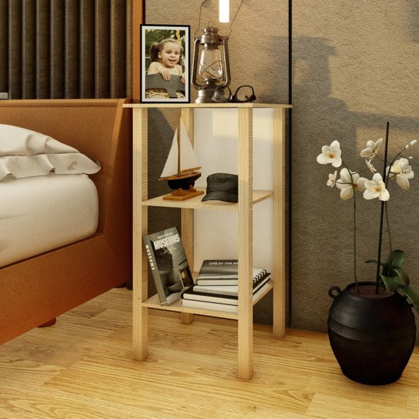 Ömer Dublin 2 Raflı Komodin Meşe ürün görseli