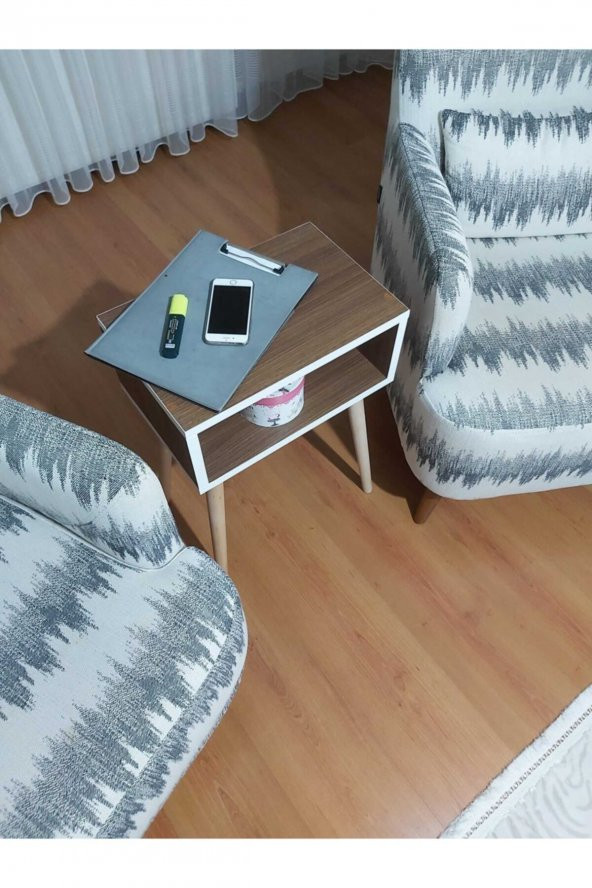 Eda Yan Sehpa Beyaz - Ceviz 42x28xh:62 - Resim 6