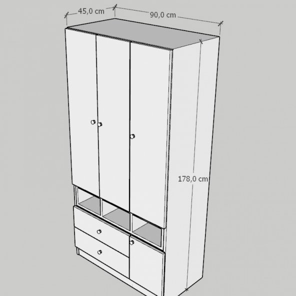 Ünüvar Konsept Fatih Dört Kapaklı İki Çekmeceli Gar(Afzelia Beyaz) - Resim 5