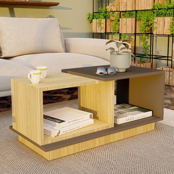 Ünüvar Konsept Dekoratif Orta Sehpa Meşe-Antrasit - Resim 2