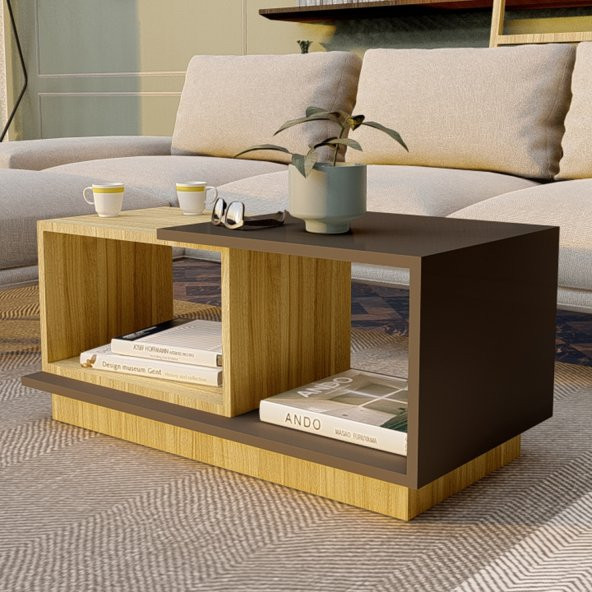 Ünüvar Konsept Dekoratif Orta Sehpa Meşe-Antrasit - Resim 4