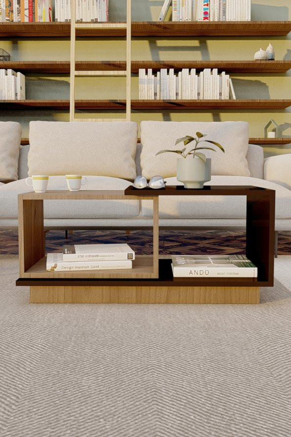 Ünüvar Konsept Dekoratif Orta Sehpa Ceviz-Siyah - Resim 4