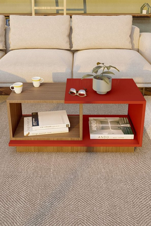 Dekoratif Orta Sehpa Ceviz-Beyaz - 4