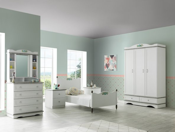 Rengarenk Angel Aynalı Alt Üst Modül Takım Şifonyer ürün görseli