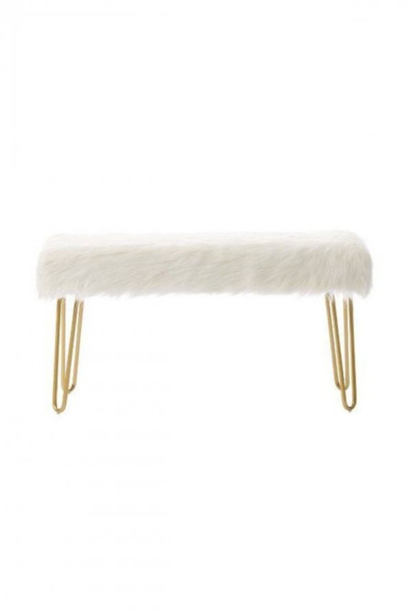 Sandalyecafesi Puf & Benç 45*100-Gold Ayak Dökülmez Peluş Beyaz - 3