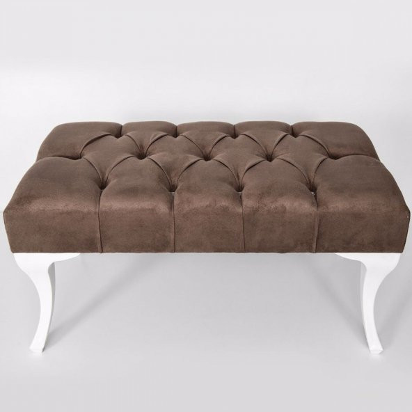 Puf Benç 45x90-Metal Siyah Ayak Silenebilir Kumaş Kahve K1