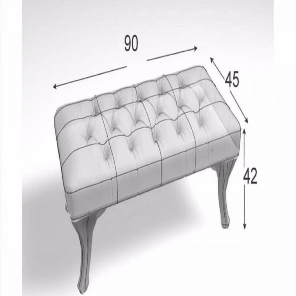 Puf Benç 45x90-Metal Siyah Ayak Silenebilir Kumaş Kahve K1 - 3