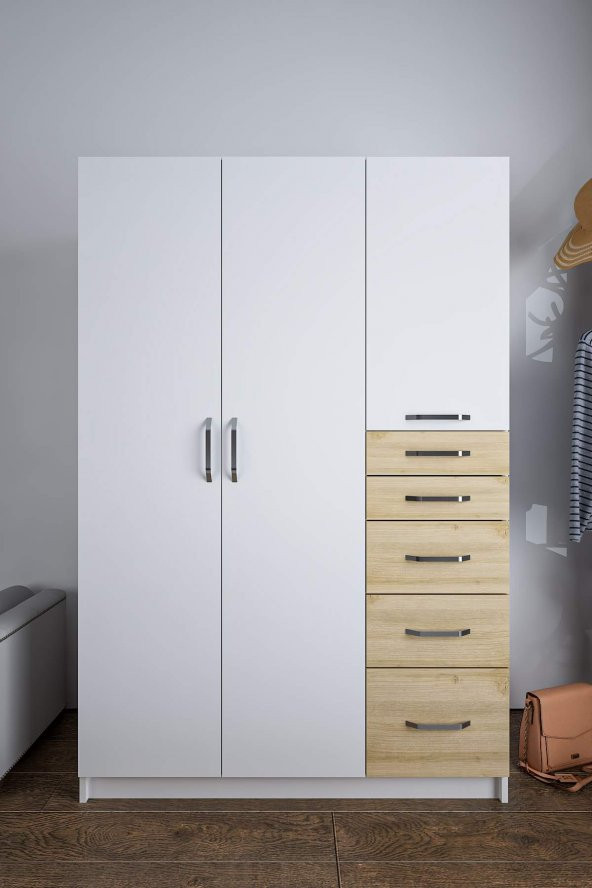 3 Kapaklı 5 Çekmeceli Gardırop ürün görseli