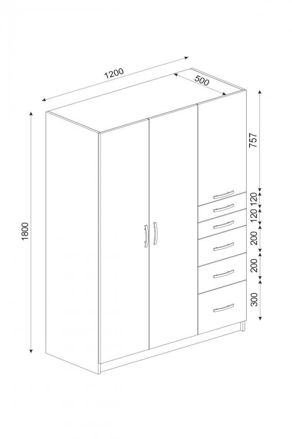 Ünüvar Konsept 3 Kapaklı 5 Çekmeceli Gardırop - Resim 5