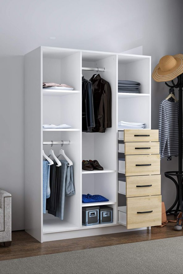 Ünüvar Konsept 3 Kapaklı 5 Çekmeceli Gardırop - Resim 7