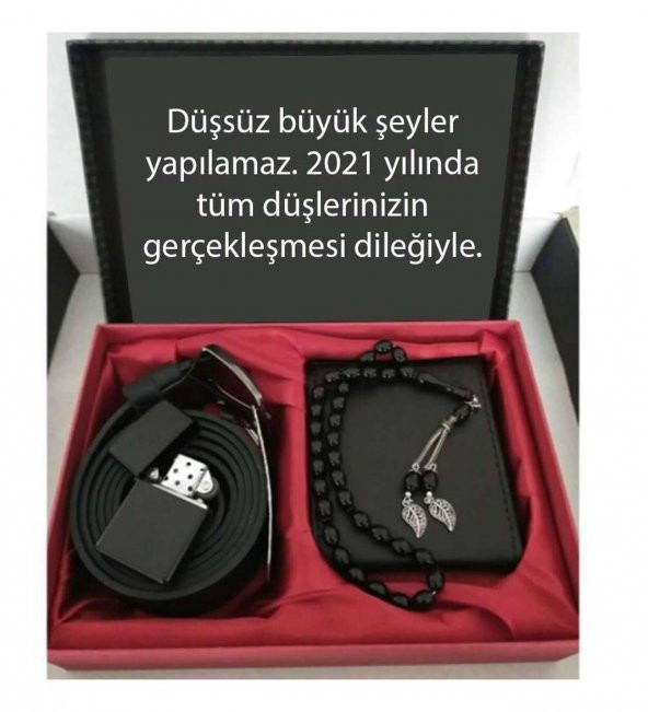 Supertrend Yeni Yıl Hediyesi Cüzdan, Kemer, Tespih, Çakmak Seti