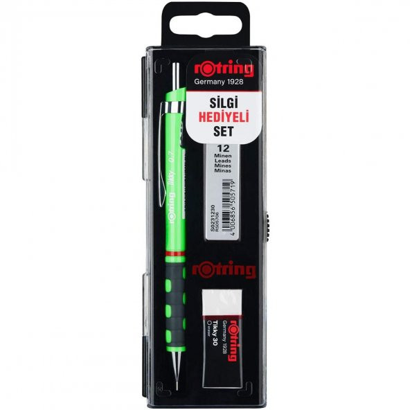Rotring Tikky 0.7 Min Okul Seti Rotring Silgi Hediyeli Kalem Seti Rotring Sınav Seti Neon Yeşil