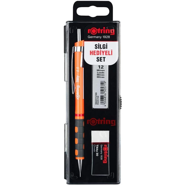 Rotring Tikky 0.5 Min Okul Seti Rotring Silgi Hediyeli Kalem Seti Rotring Sınav Seti Neon Turuncu